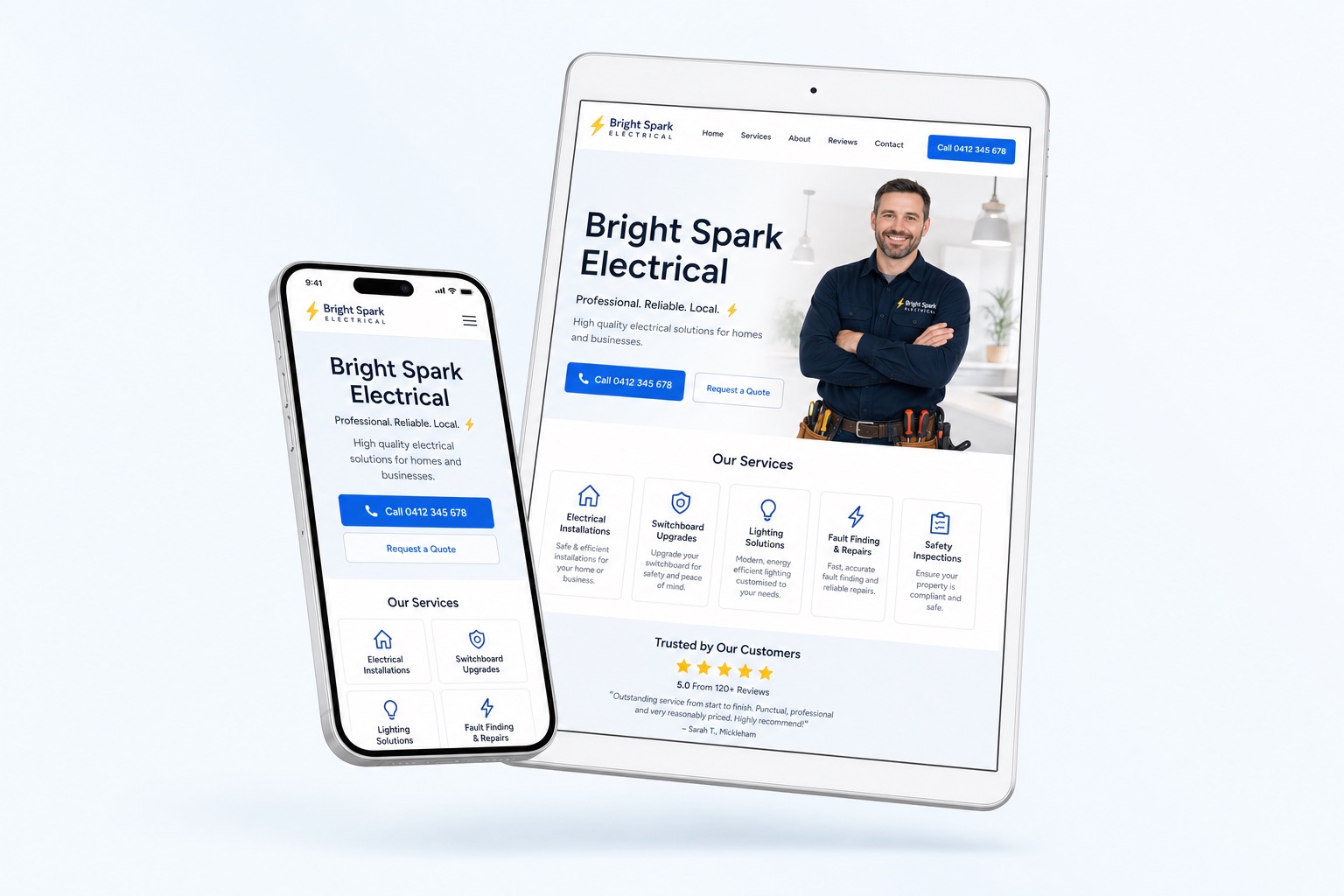 Trades business website example